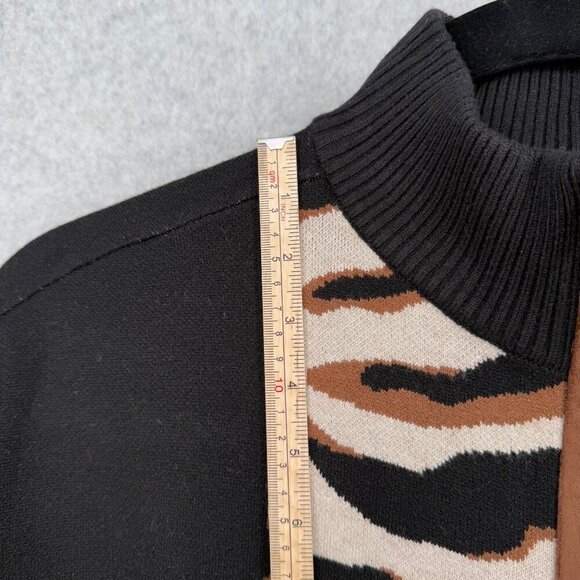 Chicos Mixed Print Faux Suede Trim Ruana Size XXS/XS Oversized Layer Sweater NEW - Picture 13 of 15